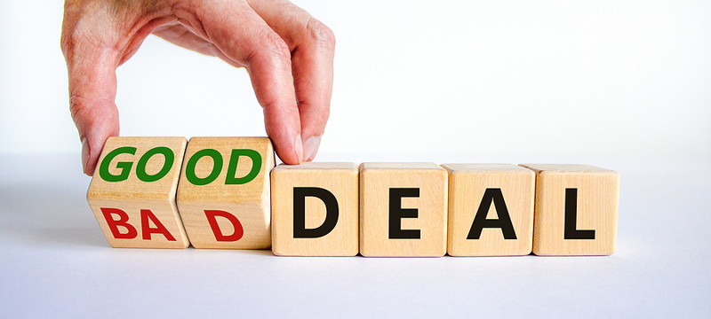 good deal bad deal wooden blocks