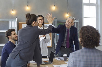 Professionals High Fiving