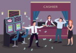 casino cashier and winner illustration