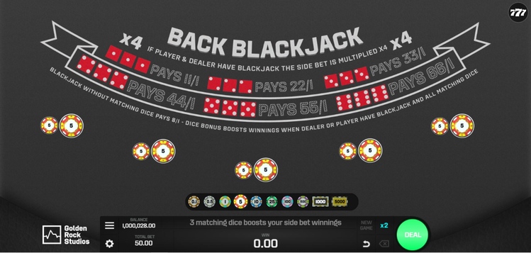 Golden Rock Studios Back Blackjack